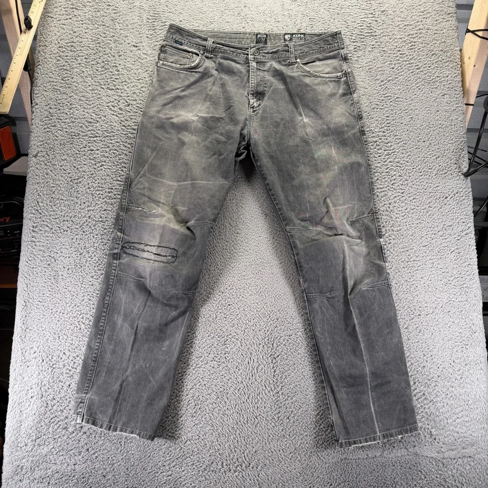 Kuhl Rydr Jeans Mens 40x34 Gray Cotton Denim Straight Workwear Travel Stretch